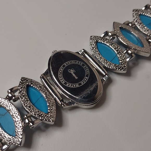 Silver Tone Metal And Blue Plastic Watch - Picture 9 of 12